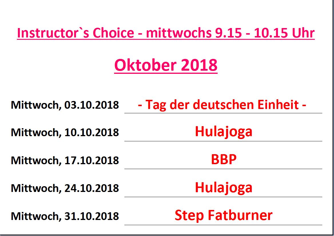 IC Mittwochs Oktober 2018