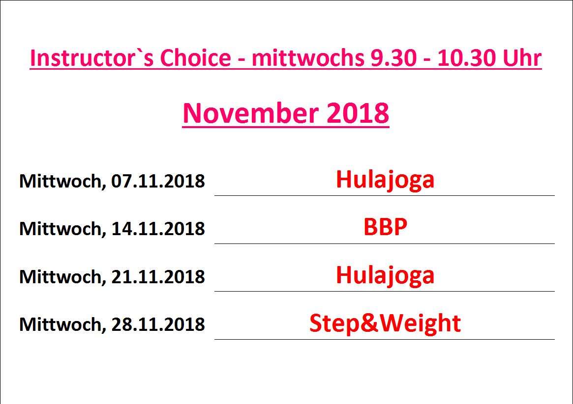 IC Monatsliste Mittwochs November 2018