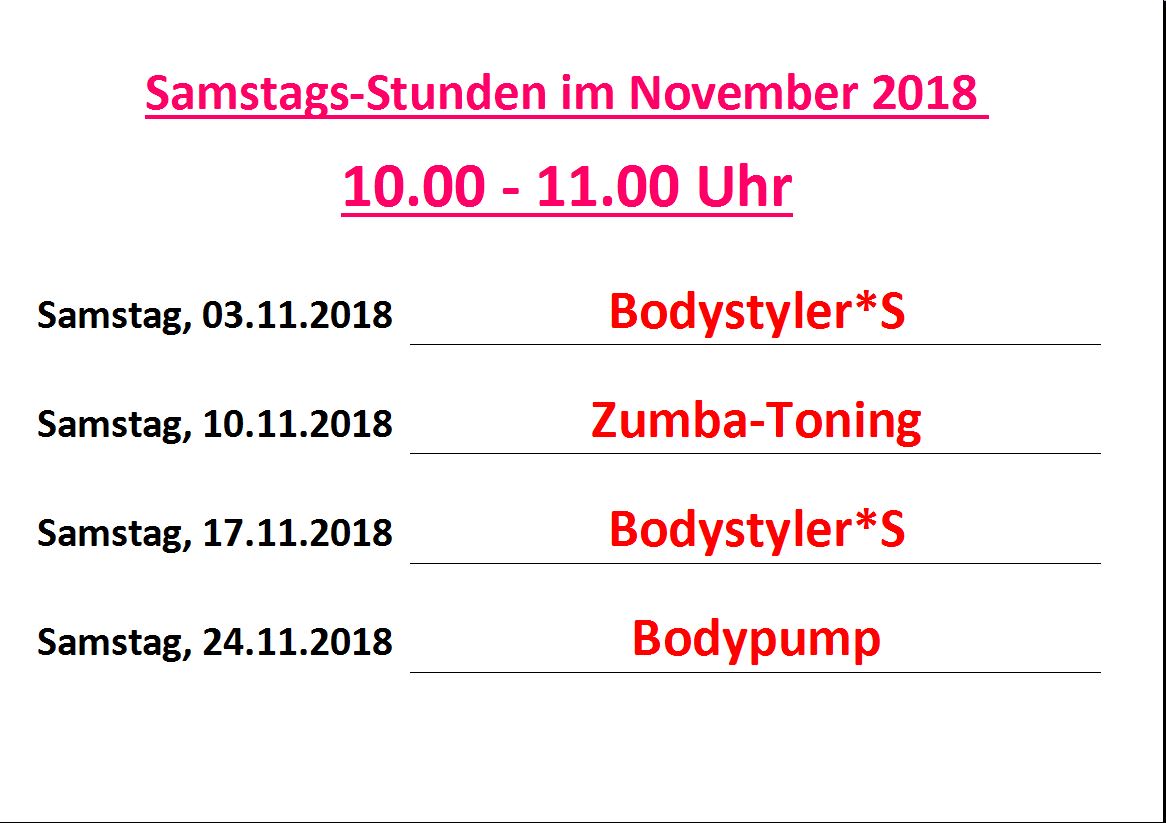 Monatsliste Samstags November 2018