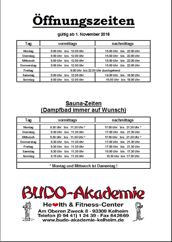 Öffnungszeiten ab 1. November 2018.xls Kompatibilitätsmodus