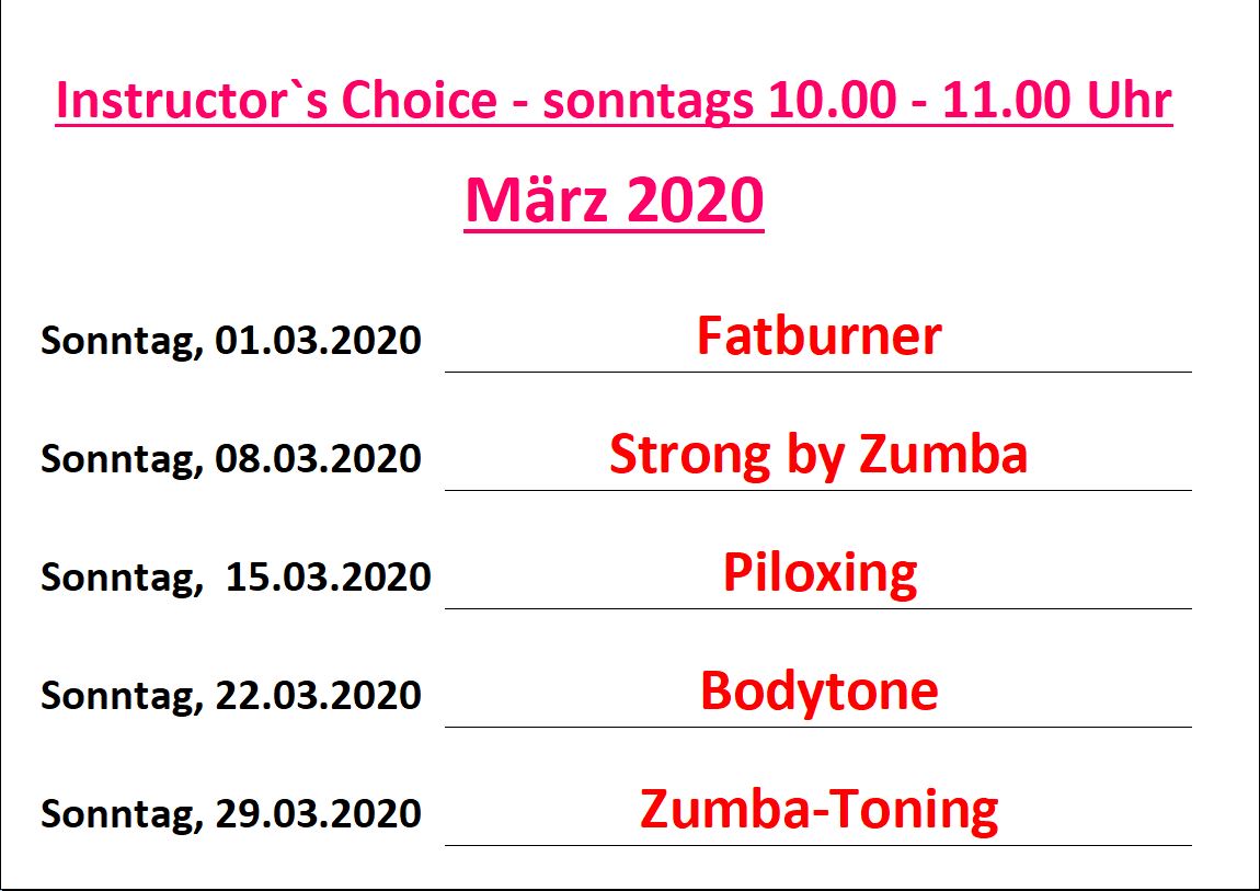 IC Monatsliste Sonntags März 2020